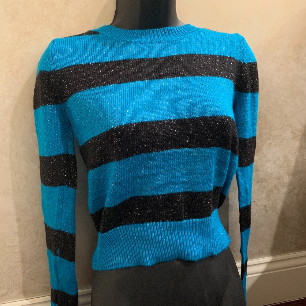 Blue and black striped sweater